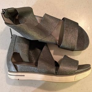 Eileen Fisher sport sneaker sandal in metallic silver. Size 6.5. Barely worn.